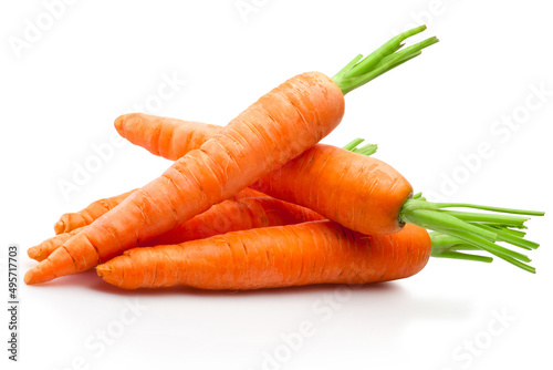 Fototapeta Fresh carrots isolated on white background
