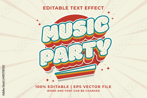 Editable text effect - Music Party Cartoon template style premium vector
