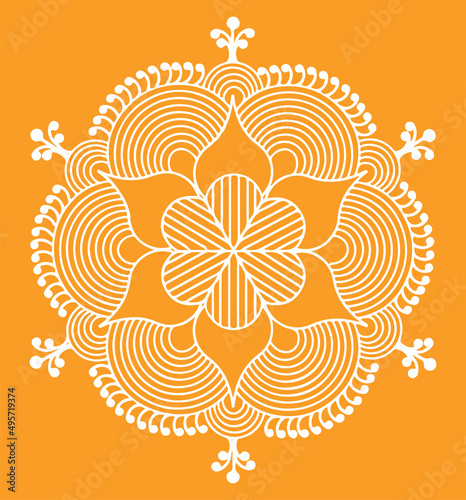 Drawing or sketch of colorful Mandala or Rangoli outline editable illustration photo