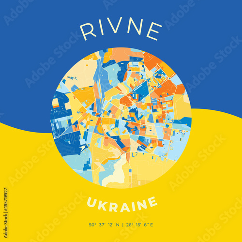 Rivne, Ukraine, patriotic map print template photo