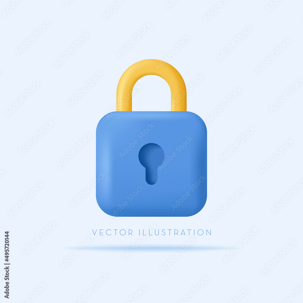 Lock icon. Security, safety, encryption, privacy concept. 3d vector icon in cartoon minimal style Lock icon. Security, safety, encryption, privacy concept. 3d vector icon in cartoon minimal style