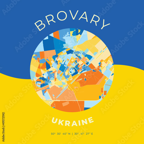 Brovary, Ukraine, patriotic map print template photo