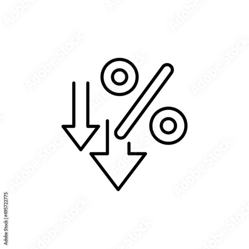 Decrease Rate icon in vector. logotype