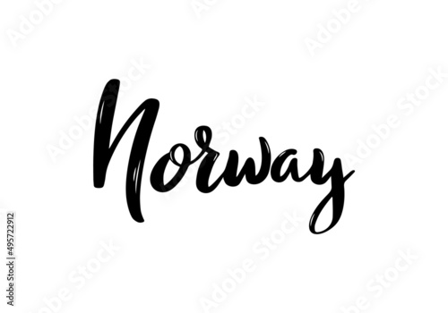 Norway Lettering. Handwritten name of country. Vector design template.