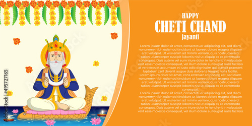 vector illustration for Lord Cheti Chand Jhulelal Jayanti, sindhi Hindu god.