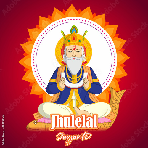 vector illustration for Lord Cheti Chand Jhulelal Jayanti  sindhi Hindu god.