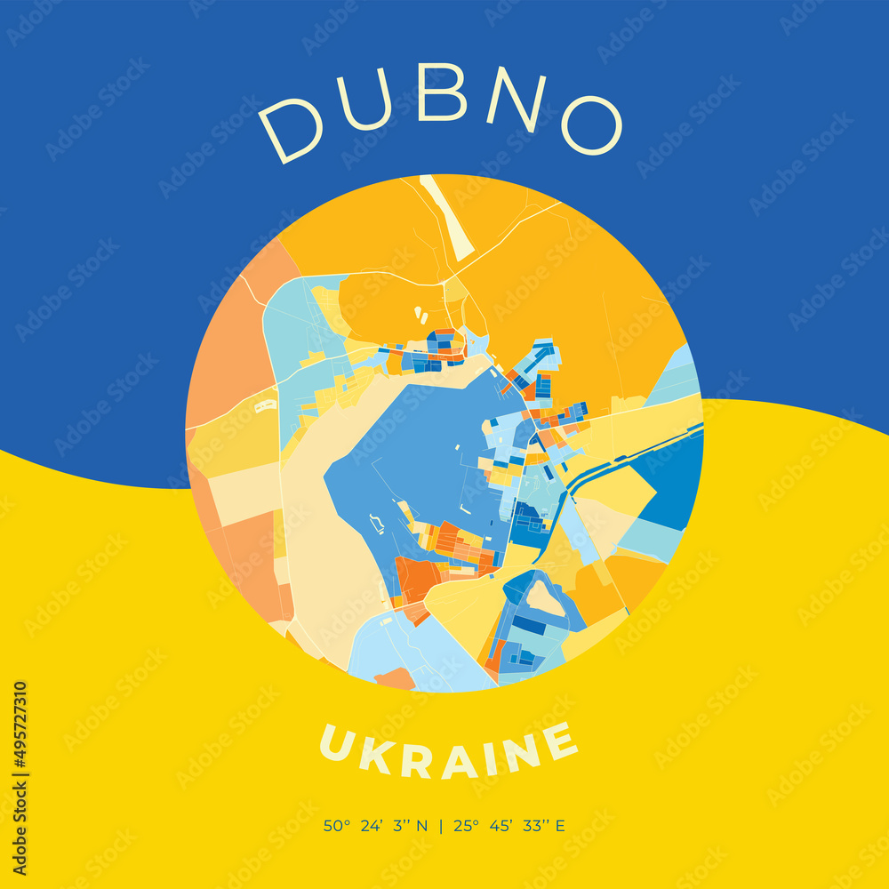 Naklejka premium Dubno, Ukraine, patriotic map print template