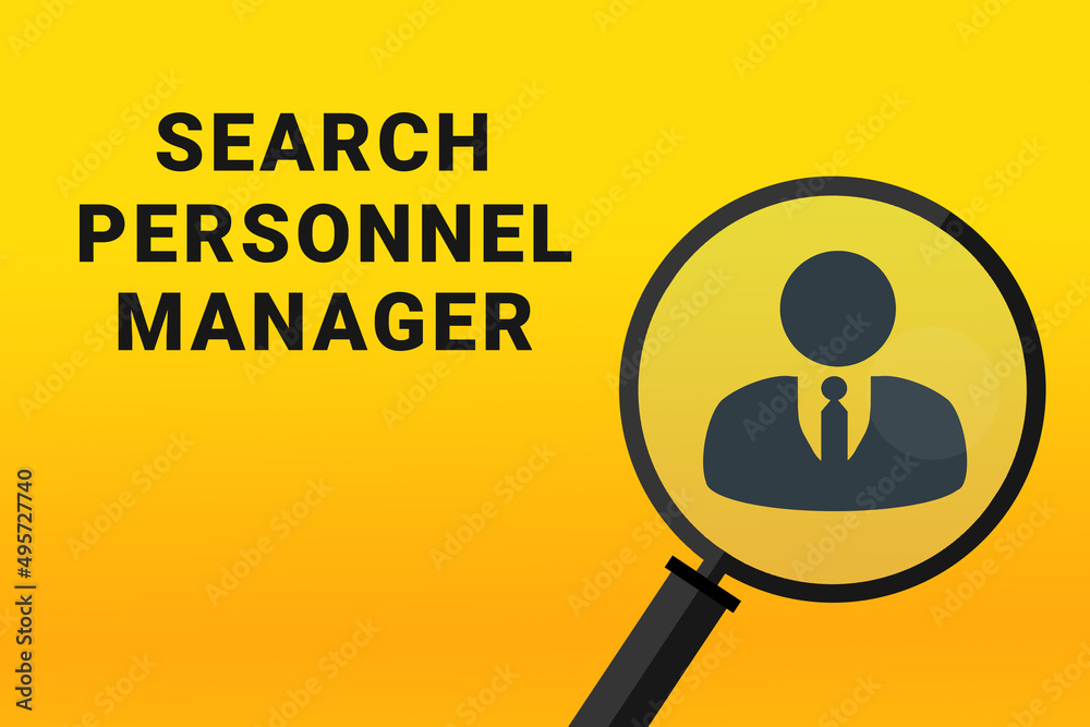 Personnel manager career. Build a career concept. Personnel manager working. Personnel manager career text on yellow background. Loupe symbolizes job search. Wallpapers on theme jobs. Personnel manager career. Build a career concept. Personnel manager working. Personnel manager career text on yellow background. Loupe symbolizes job search. Wallpapers on theme jobs.
