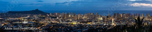 Honolulu skyline at blue hour with city lights © James