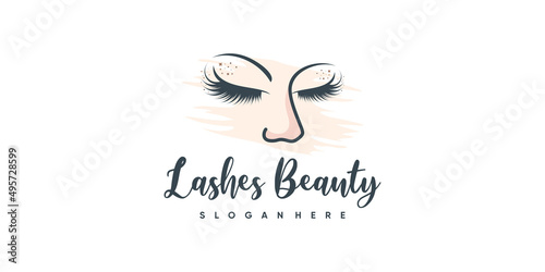 Beauty lashes logo design for woman Premium Vector