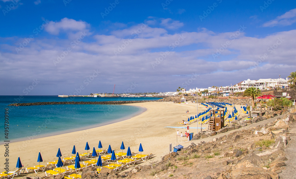 Playa Dorada is of Playa Blanca's beaches in Lanzarote in the Canary Islands. Playa Dorada is of Playa Blanca's beaches in Lanzarote in the Canary Islands.