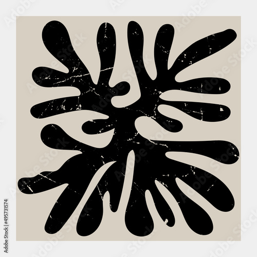 Abstract dark leaf veins. Close up look. Modern design. Hand drawn trendy Vector illustration. Floral concept, Naive art. Good for Poster, print, card template
