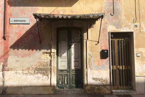 Painted Wall of an Old House in Monteroni di Lecce. Salento, Italy photo