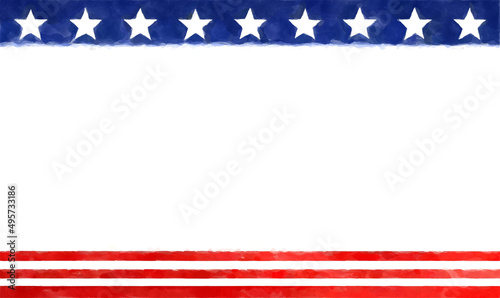 USA patriotic background. Digital watercolor painting illustration.