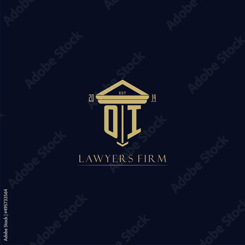 OI initial monogram lawfirm logo with pillar design