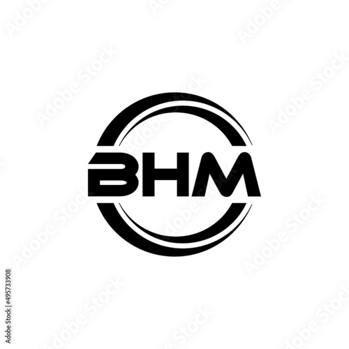 BHM letter logo design with white background in illustrator  vector logo modern alphabet font overlap style. calligraphy designs for logo  Poster  Invitation  etc.