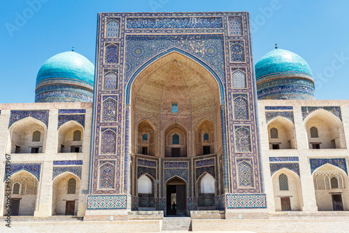 Exterior of the Mir-I-Arab madrasa in the center of Bukhara, Uzbekistan, Central Asia photo