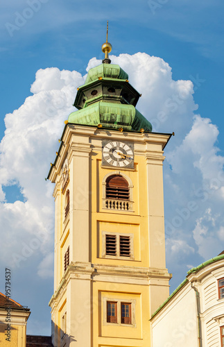 Tower of Scottish monastery on Freyung square, Vienna, Austria photo