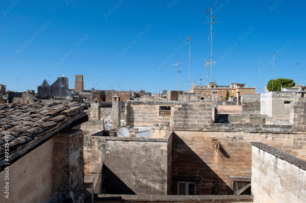 Terraces and Blue Sky. Lecce Skyline, Italy