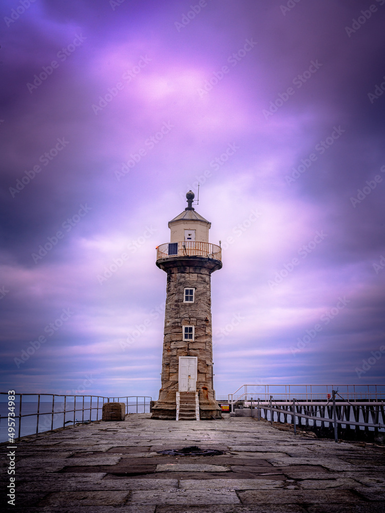 lighthouse at dusk - Whitby