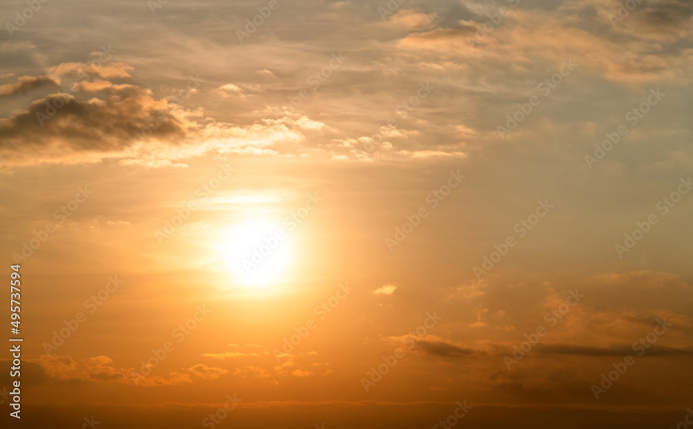 Sunset sky with white clouds