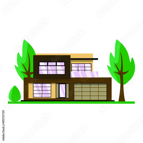 Vector illustration of a modern private house