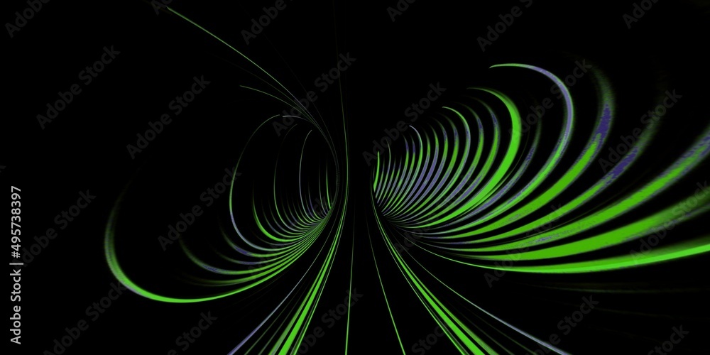 creative bright green striped design on a plain black background