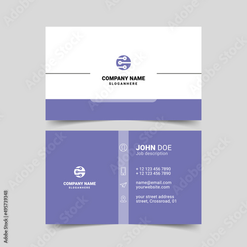 Very Peri Business Card Template. Eps 10 Vector.