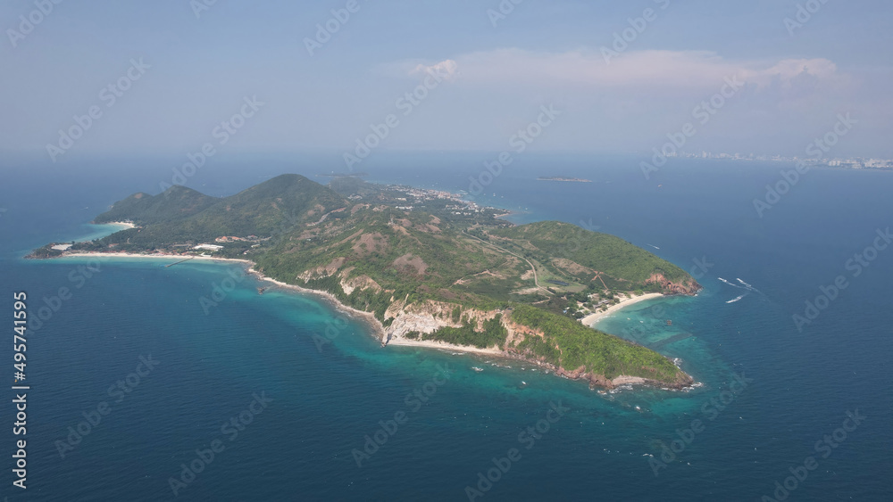 Aerial view of Lan Island at Pattaya ,Chonburi of Thailand. Koh Larn is famouse name in Thailand