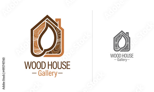 Wood House Vector Logo Design Template. this is an editable modern and simple logo design, suitable for wood specialists or studio craft wood, properties company, real estate with an eco concept, etc