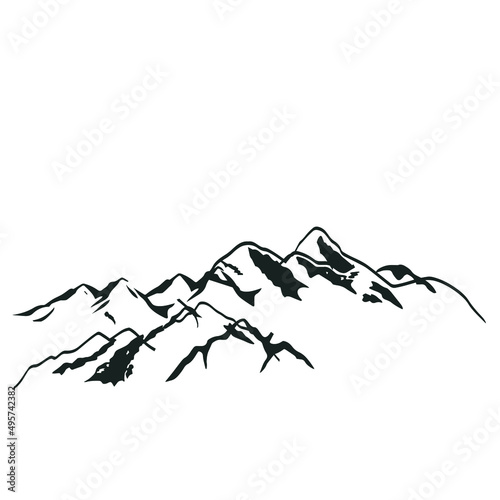 Mountain peaks with snow stock illustration. The vector image is associated with the mountain range landscape