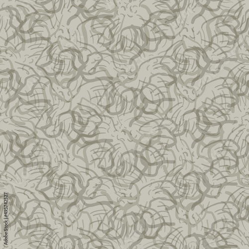 Abstract wild meadow flower weave texture seamless vector pattern background. Neutral ecru beige floral line art textural design. Hand drawn outline scribble flowers Woven loop effect botanical repeat