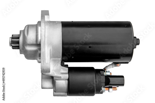 Spare parts - car starter on a white background
