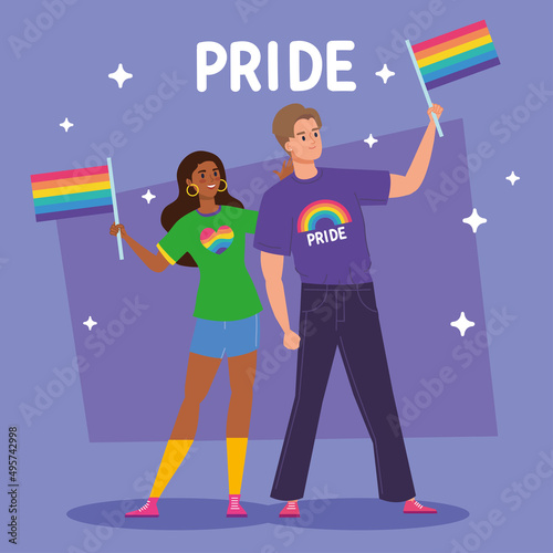 interracial couple with lgtbi flags