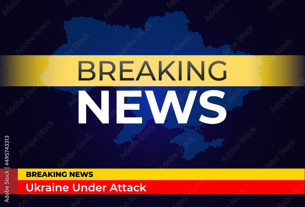 Background screen saver on breaking news. Breaking news on ukraine map background.