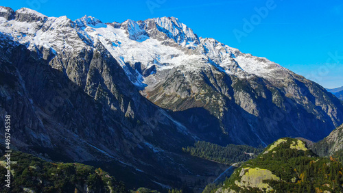 The amazing landscape of the Swiss Alps in Switzerland - drone footage