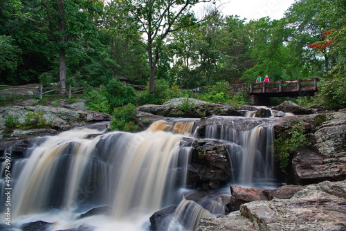 Scenic view of a waterfall in Devil's Hopyard State Park in East Haddam, Connecticut photo