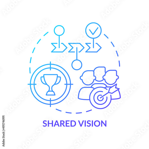 Shared vision blue gradient concept icon. Common goals and opinion. Social planning. ILAP principle abstract idea thin line illustration. Isolated outline drawing. Myriad Pro-Bold fonts used