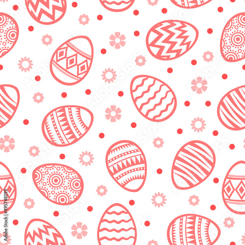 Easter pattern seamless with decorative eggs and flowers