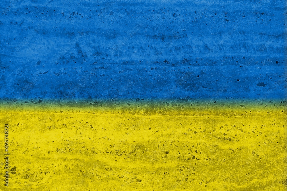 Blue-yellow flag of ukraine. Ukraine background with chalk texture
