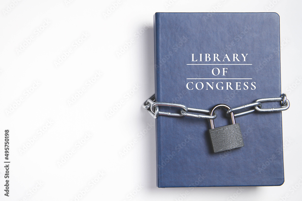 Library of Congress. Book with lock. A closed book is banned. Library of Congress. Book with lock. A closed book is banned.