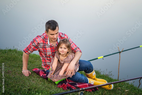 happy family of two spending time together outdoor. Lifestyle capture, rural cozy scene.