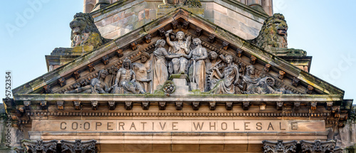 Pediment decorated with beautiful art in Glasgow, Scotland