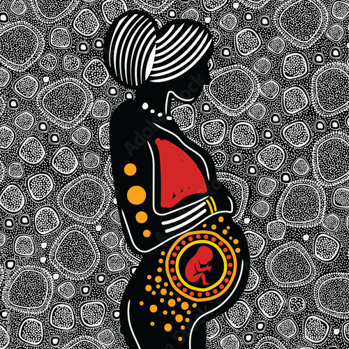 Pregnant woman aboriginal dot art