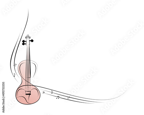 Sketch of the violin with notes