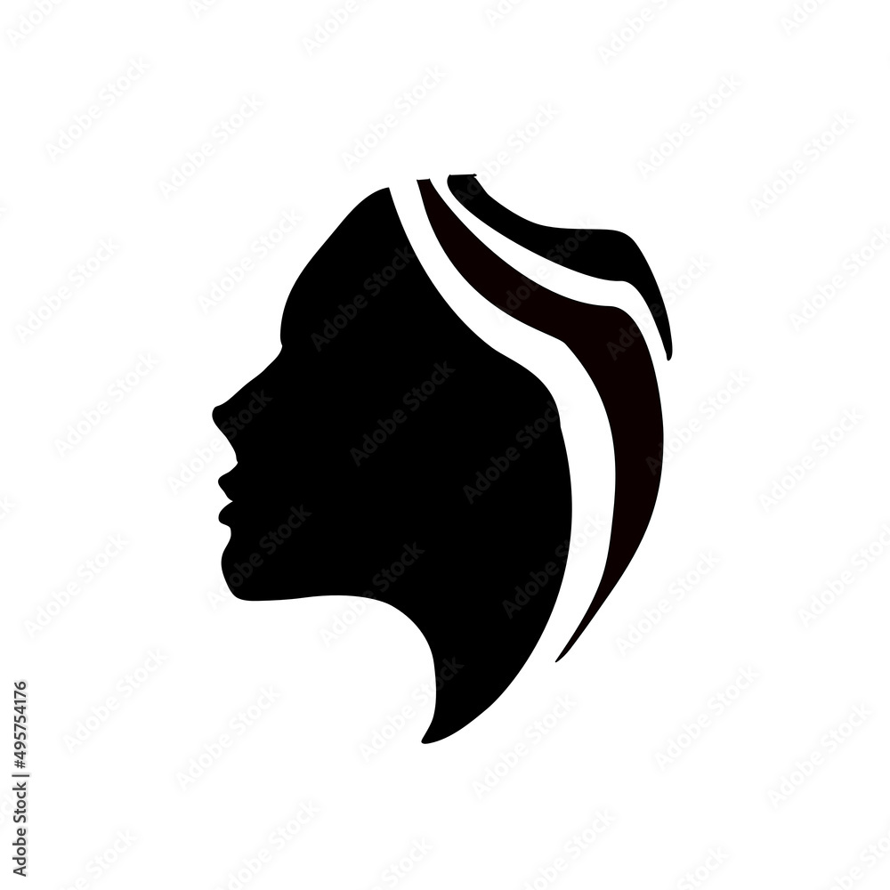 głowa kobiety ikona fryzura - obrazy, fototapety, plakaty 