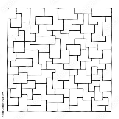 Rectangles and squares of different shapes overlap to form a background, texture, pattern. Freehand drawing. Hand Draw.