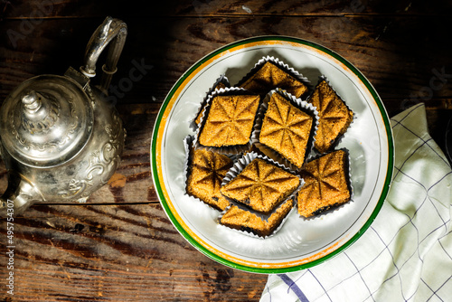Fried Makrout - Algerian semolina, dates and honey sweets, traditional North Africa sweet food for islam holidays like Ramadan and Eid 