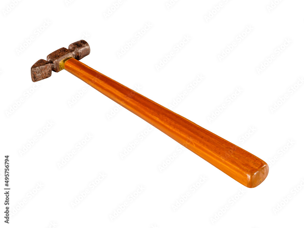 Old rusty claw hammer with wooden handle isolated on white Old rusty claw hammer with wooden handle isolated on white