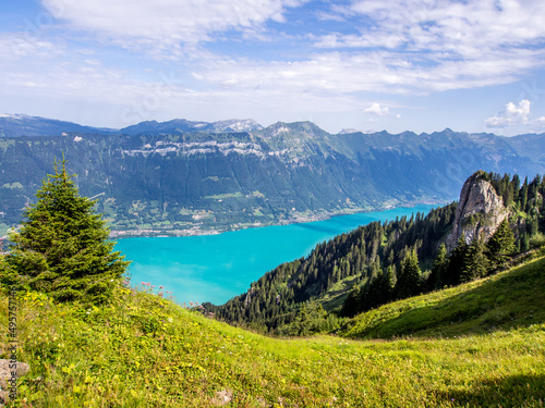 Lake Brienz aka Brienzersee Alpine lake in the Bernese Oberland in Switzerland